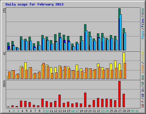 Daily usage for February 2013