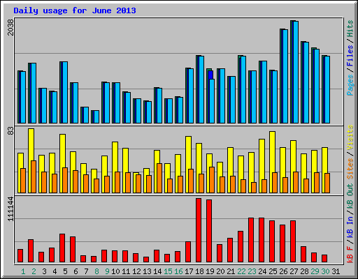 Daily usage for June 2013