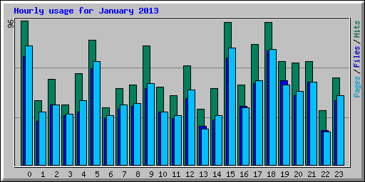 Hourly usage for January 2013